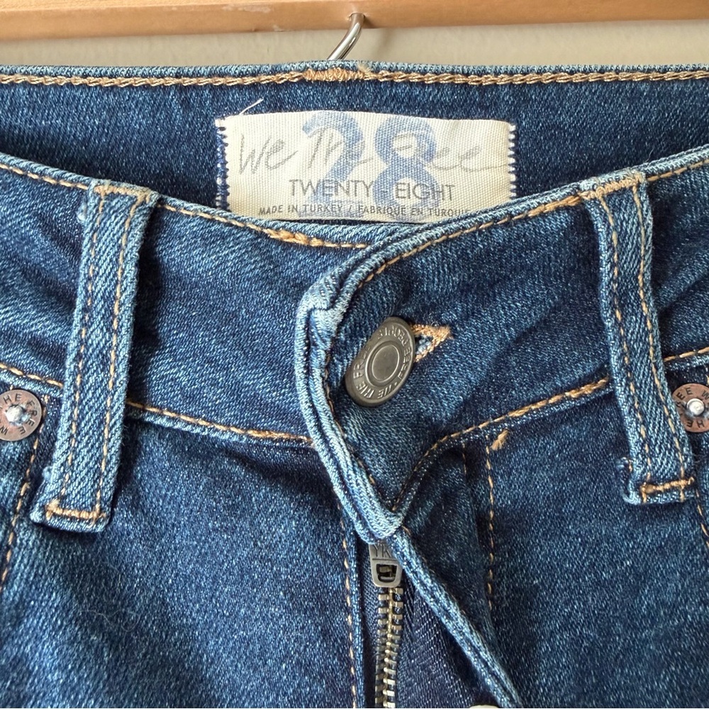 Free People | High Rise Jeggings Jeans Raw Frayed Hem Deep Indigo Size 28 NWT - Picture 4 of 8